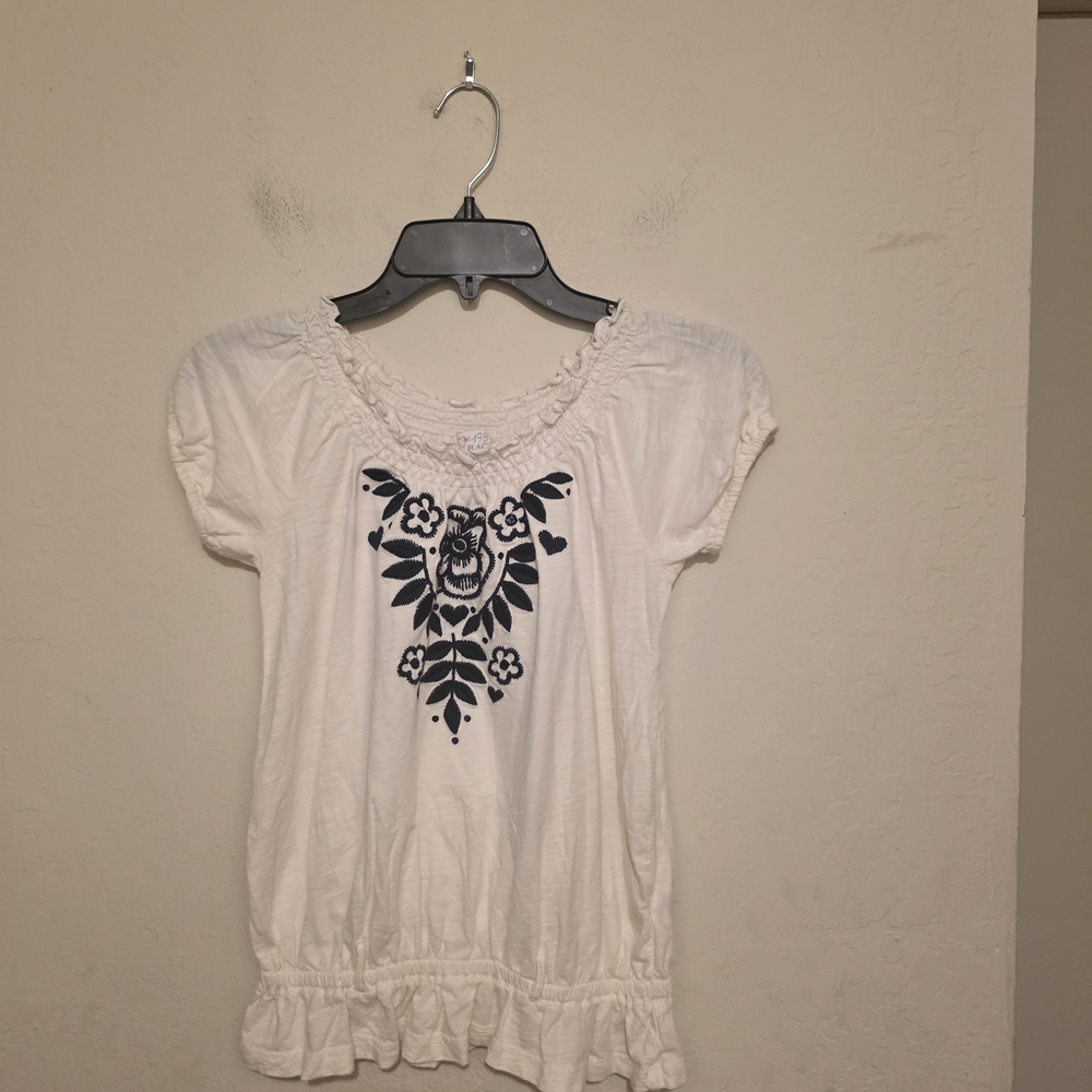 Est 1989 place white floral short sleeve shirt size large